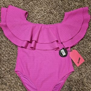 Infamous Swim Fluro Waffle Magenta Miranda One Piece Swimsuit